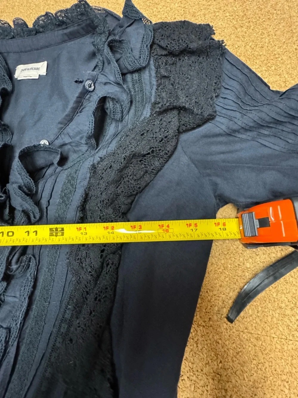 Zadig & Voltaire Ranky Dress Black Lace Ruffle Mini Boho Gothic Tiered Medium A4 - Picture 13 of 16